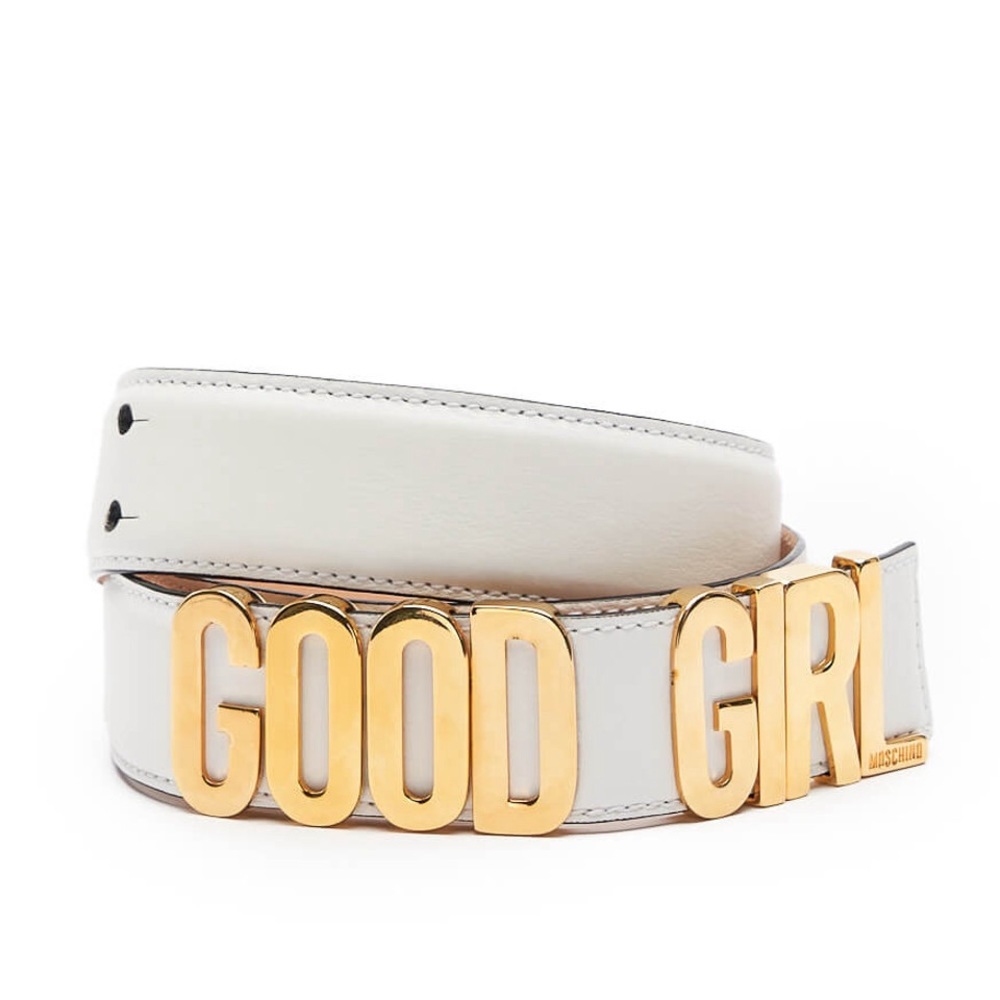 Authentic Moschino Good Girl White Leather Belt